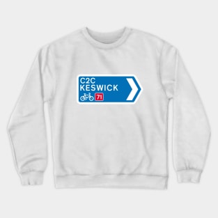 NCN 71 Keswick Sign UK Cumbria - Coast to Coast (C2C) Crewneck Sweatshirt